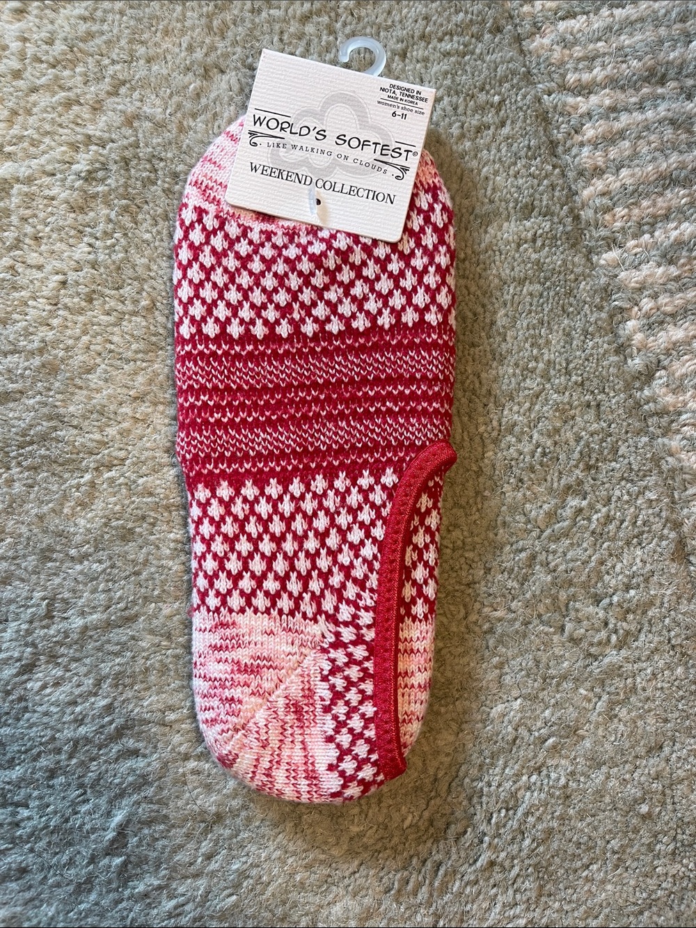 Women’s Red & White No-Show Socks